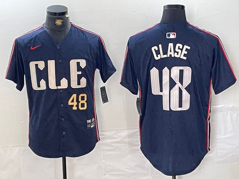 Men Cleveland Indians 48 Clase Blue City Edition Nike 2024 MLB Jersey style 2